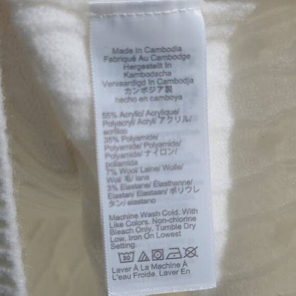 J.Crew Cable-Knit Mockneck Sweater Medium Ivory EUC Acrylic/Nylon/Alpaca - Picture 3 of 5